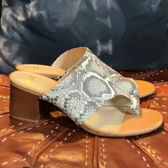 Snakeskin Pattern Women's Heeled Sandals - Picture 6 of 10